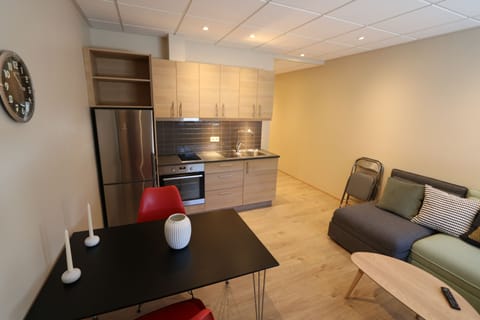 Luxury Studio Suite | Private kitchen | Full-size fridge, microwave, oven, stovetop