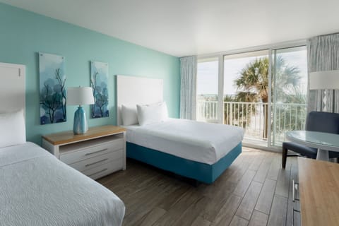 Superior Oceanfront Two Queen | Hypo-allergenic bedding, pillowtop beds, in-room safe, desk