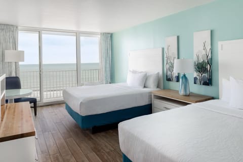 Premium Oceanfront Two Queen | Hypo-allergenic bedding, pillowtop beds, in-room safe, desk