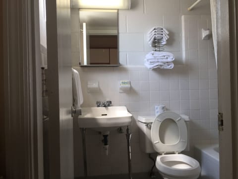 Combined shower/tub, free toiletries, hair dryer, towels