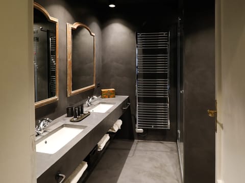 Designer toiletries, hair dryer, bathrobes, slippers