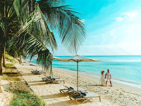 On the beach, white sand