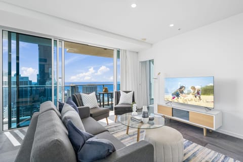 Apartment, 2 Bedrooms, Ocean View | Living area | Flat-screen TV