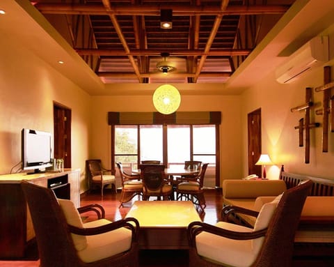 Family Villa, Private Pool | Living area | 29-inch LCD TV with cable channels, TV, video-game console