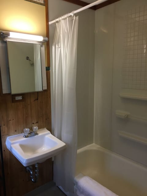 Room, 1 Queen Bed | Bathroom | Combined shower/tub, free toiletries, towels