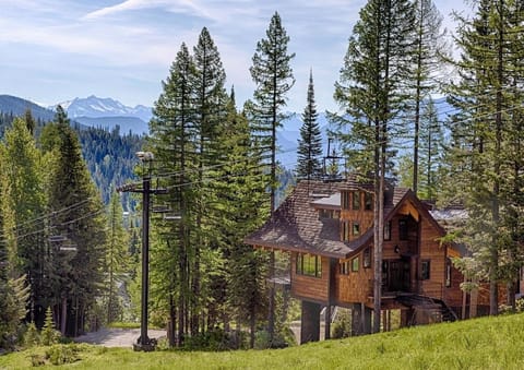 Ponderosa with the mountains of Glacier National Park in the distance