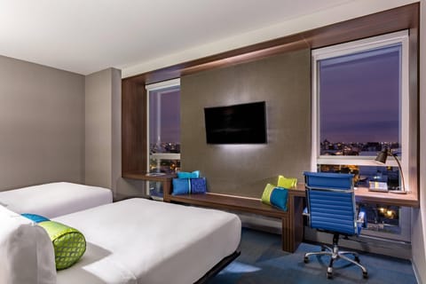 aloft, Room, 2 Queen Beds, City View | Minibar, in-room safe, desk, blackout drapes