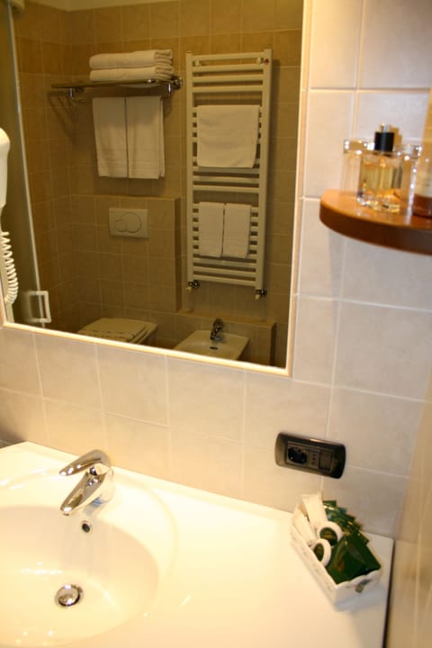 Shower, free toiletries, hair dryer, bidet