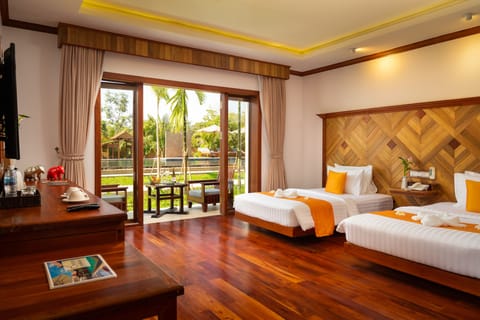 Deluxe Twin -Modern style -Pool view with Private balcony | Minibar, in-room safe, desk, blackout drapes