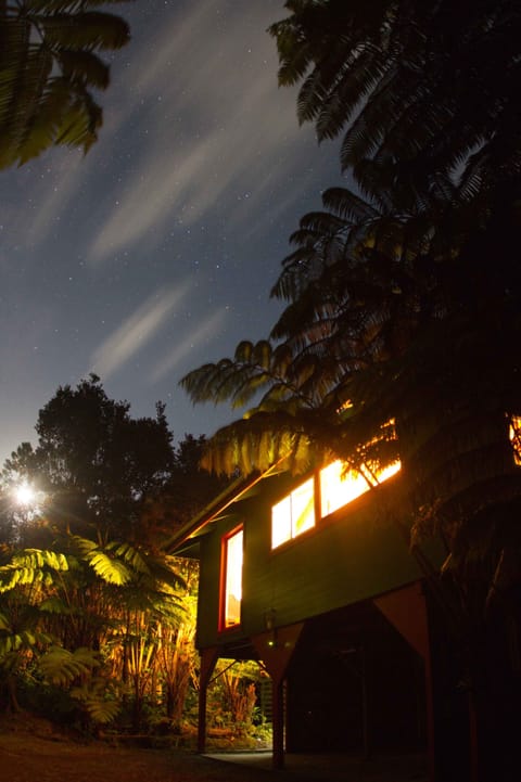 Clouds fly by revealing the beautiful clear evening skies.