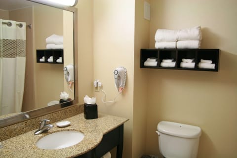 Two Queen Beds, Non-Smoking | Bathroom | Hair dryer, towels