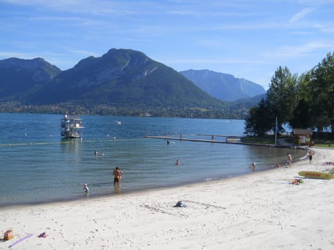 St Jorioz beach 2 minutes walk away