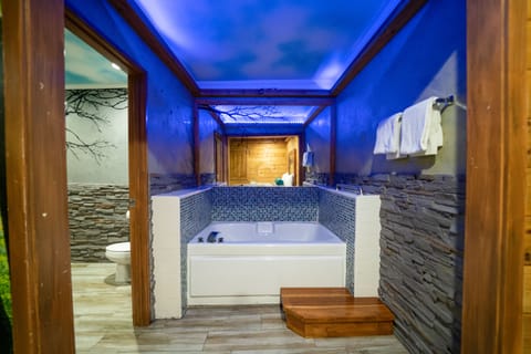 Romantic Suite, Jetted Tub | Bathroom | Shower, free toiletries, towels