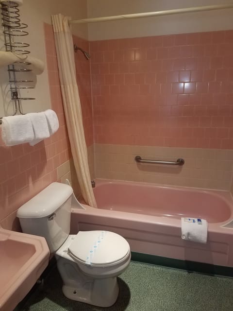 Standard Room, 2 Queen Beds, Smoking | Bathroom | Combined shower/tub, free toiletries, hair dryer, towels