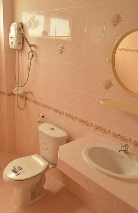 Shower, free toiletries, hair dryer, bidet