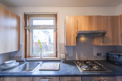 Family Apartment, 2 Bedrooms, Ground Floor | Private kitchen | Full-size fridge, microwave, oven, stovetop