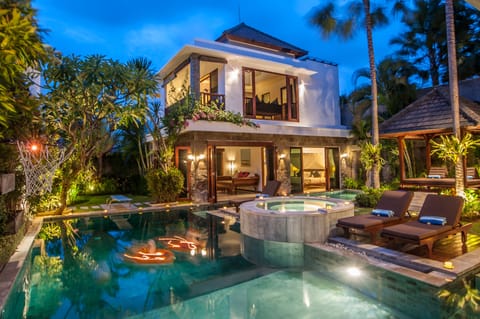 Pool villa at night