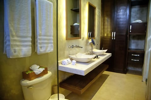 Suite | Bathroom | Shower, free toiletries, hair dryer, towels