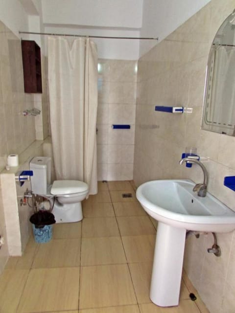 Shower, free toiletries, bidet, towels