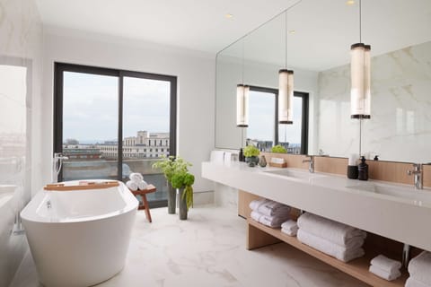 Nobu Penthouse | Bathroom | Shower, rainfall showerhead, designer toiletries, hair dryer