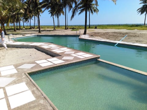 Outdoor pool, sun loungers