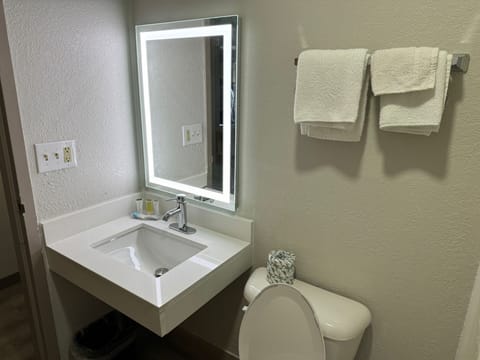 Combined shower/tub, free toiletries, hair dryer, towels