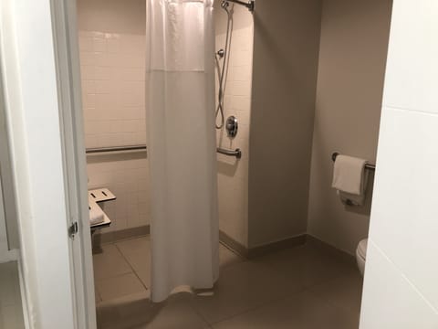 Room, 1 King Bed, Accessible, Non Smoking (Mobility/Hearing, Roll-In Shower) | Bathroom | Combined shower/tub, free toiletries, hair dryer, towels