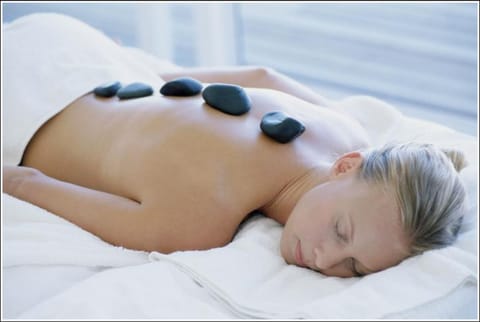 Sauna, spa tub, steam room, body treatments, hot stone massages