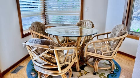 Breakfast for four in this quaint little breakfast nook just off the kitchen area.