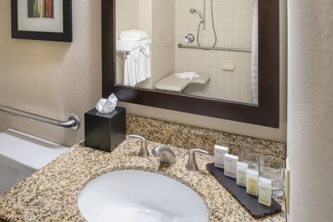 1 King, 1 Bedroom Suite, Mobility Accessible (RI Shower) | Bathroom shower