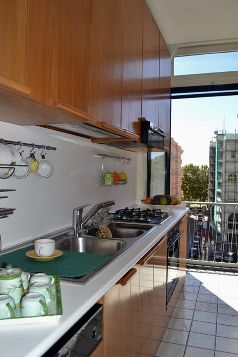 Deluxe Apartment, City View | Private kitchen | Fridge, oven, stovetop, espresso maker