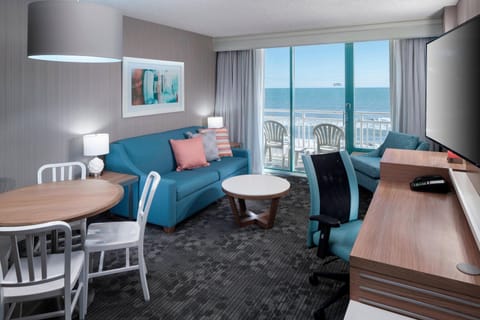 Suite, 1 Bedroom, Balcony, Oceanfront | Living room | 32-inch flat-screen TV with cable channels, TV