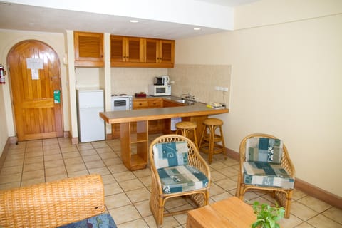 One Bedroom Apartment | Private kitchen | Fridge, microwave, oven, stovetop