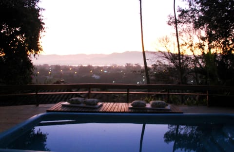 Outdoor pool, sun loungers