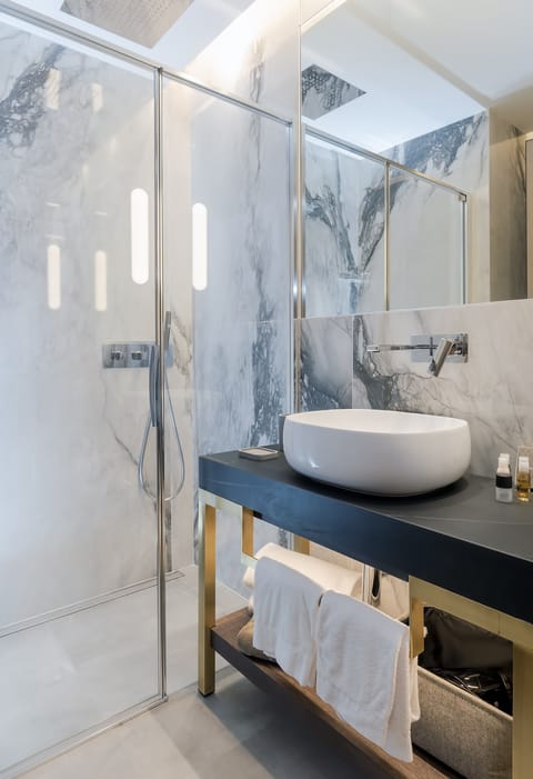 Signature Suite | Bathroom | Shower, rainfall showerhead, free toiletries, hair dryer