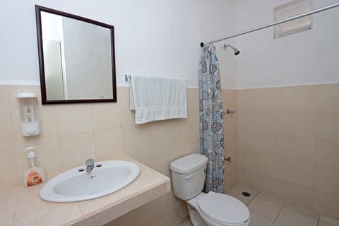 Economy Room, 1 King Bed, Kitchenette, Ground Floor | Bathroom | Shower, free toiletries, towels, soap