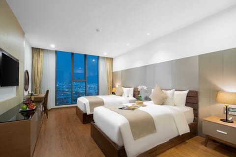 Premium Twin Room, Panoramic View | Premium bedding, down comforters, memory foam beds, minibar