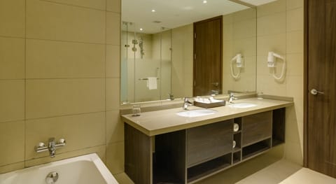Superior Suite | Bathroom | Shower, rainfall showerhead, free toiletries, hair dryer