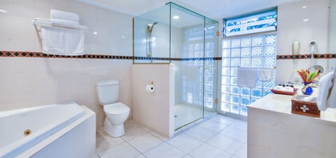 Deluxe Suite | Bathroom | Combined shower/tub, free toiletries, hair dryer, towels