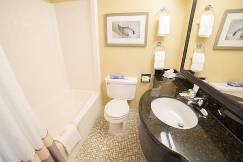 Classic Room, 2 Double Beds, Balcony, Ocean View | Bathroom | Combined shower/tub, hair dryer, towels, soap