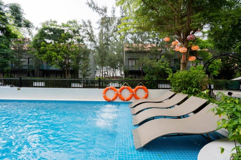 Outdoor pool, sun loungers