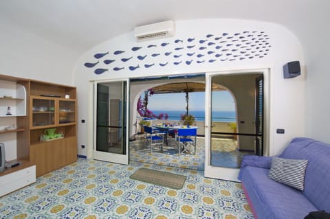 Apartment, 1 Bedroom, Terrace, Sea View | Living area | TV