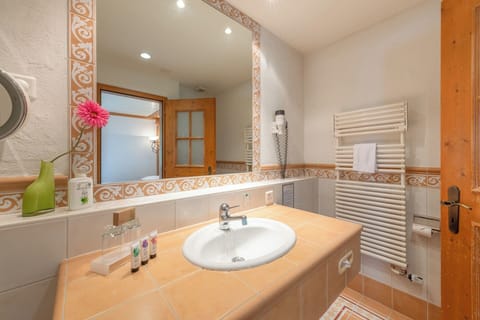 Comfort Double Room (with separate sofa area) | Bathroom | Hair dryer, towels, soap, shampoo