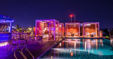 Rooftop bar, pool views, open daily