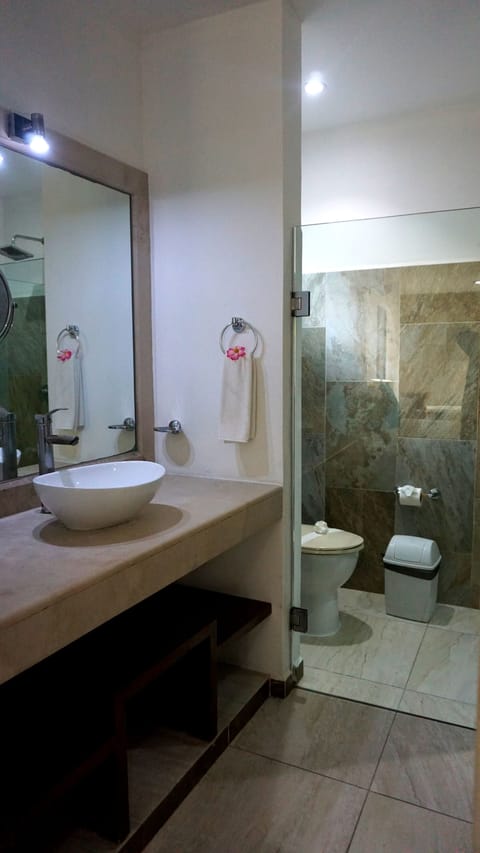 Romantic Room | Bathroom | Shower, rainfall showerhead, designer toiletries, hair dryer
