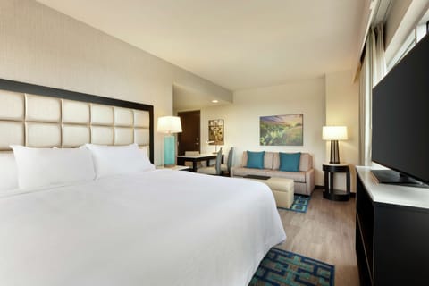 Suite, 1 King Bed, Accessible (Mobility & Hearing, 1 Room) | In-room safe, desk, laptop workspace, blackout drapes