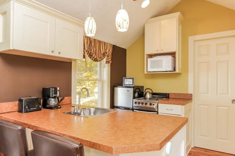 Studio, 1 Queen Bed, Hot Tub | Private kitchen | Fridge, microwave, oven, stovetop