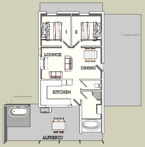 Cottage, 2 Bedrooms, Vineyard View | Floor plan