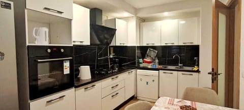 Deluxe Apartment, 2 Bedrooms | Private kitchen | Fridge, microwave, oven, stovetop