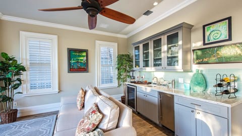 There's also a wet bar located right off the living area...